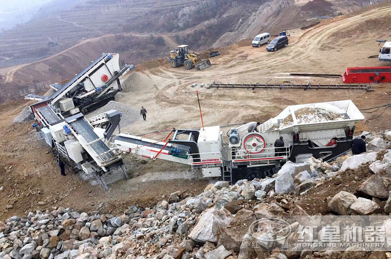 無聲無塵大型移動石子破碎機生產(chǎn)現(xiàn)場